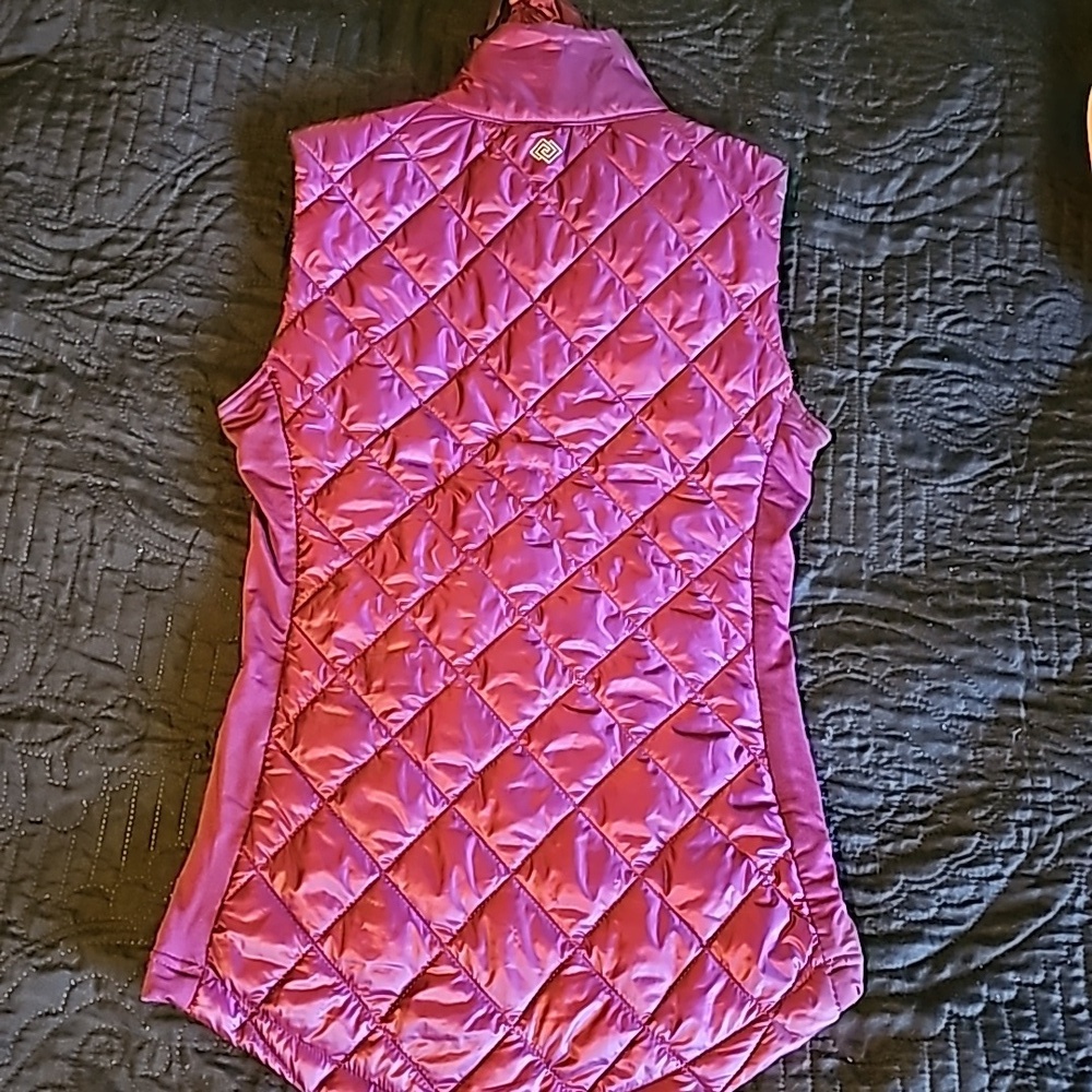 Zelos‎ Women XS Light Down Puffer  Vest Zip Jacket Burgundy - Picture 7 of 8